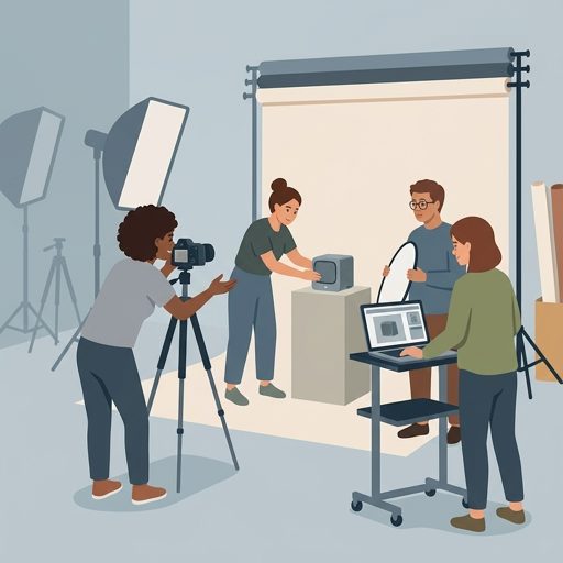 Behind the scenes of our latest product shoot. The team...