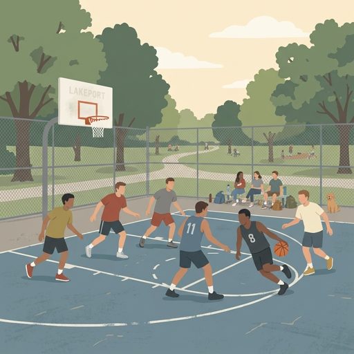 Pickup game at Lakeport Community Court. Nothing beats a...